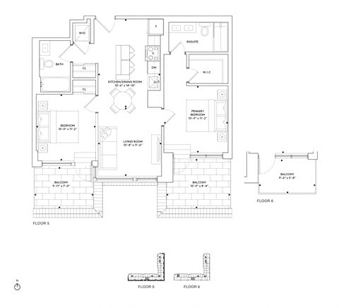 Floor plan for 2 beds, 2 baths, 831 sqft